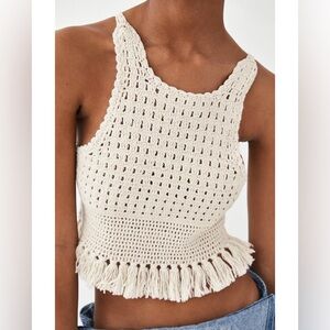ZARA cropped crochet top with fringe